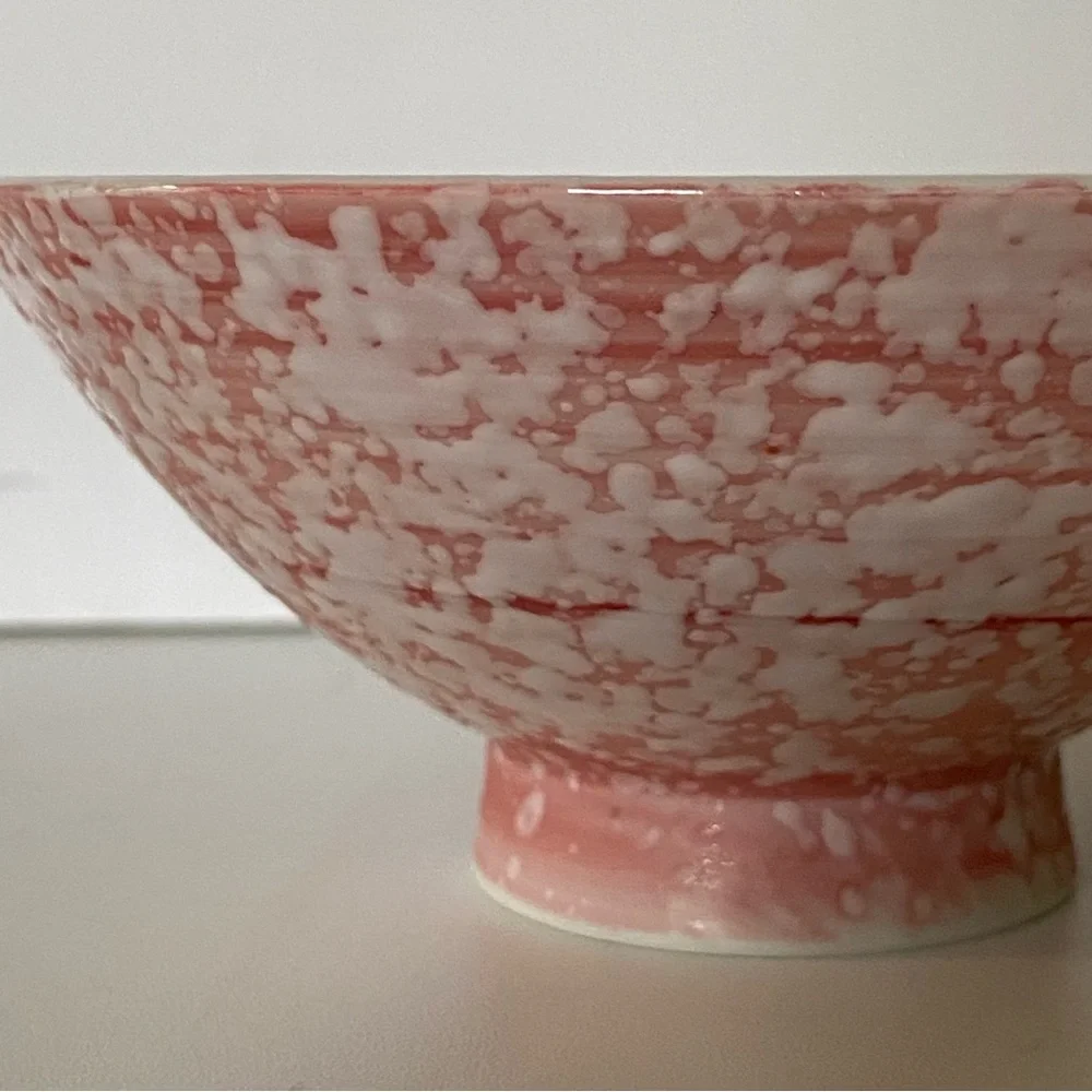 Vintage Pier 1 Imports Rice Bowls Pink Textured EUC 4.75” Splatter Ceramic